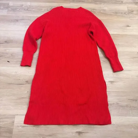 Tristan Red Sweater Dress Women's L Long Buttons - Picture 6 of 8